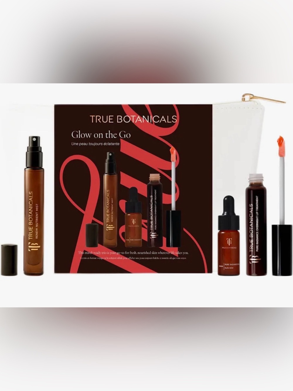 TRUE BOTANICALS-Glow On The Go SET (LIP TREATMENT, RADIANCE OIL, NUTRIENT MIST &